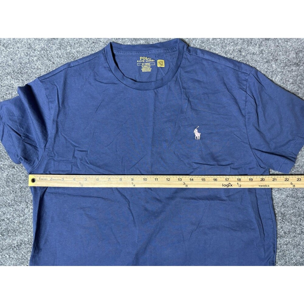 Polo Ralph Lauren Shirt Mens M Blue Short Sleeve Crew Neck Pink Pony Tee Tagless - Picture 5 of 6